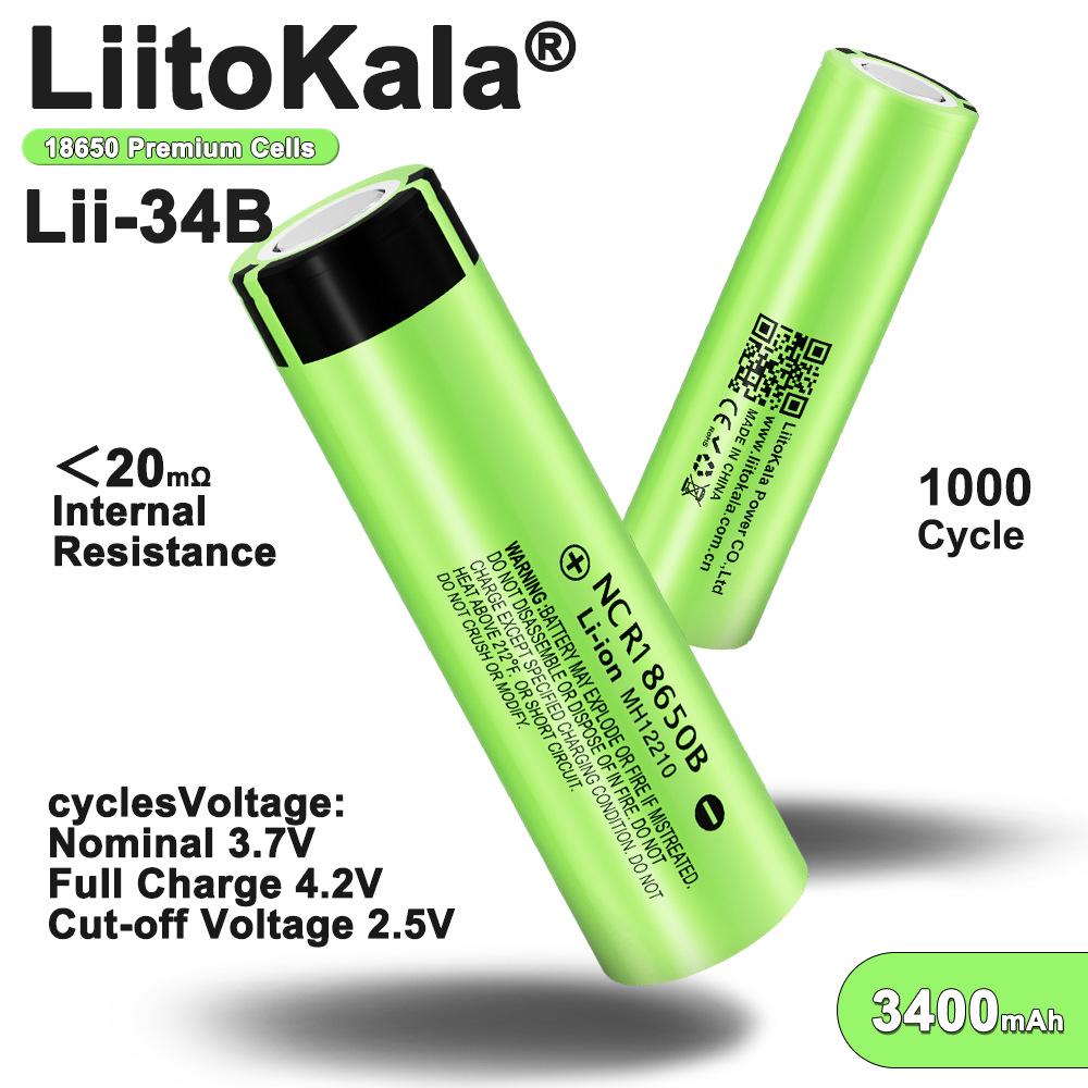 LiitoKala NCR18650B 3400mAh Battery, Model 34B