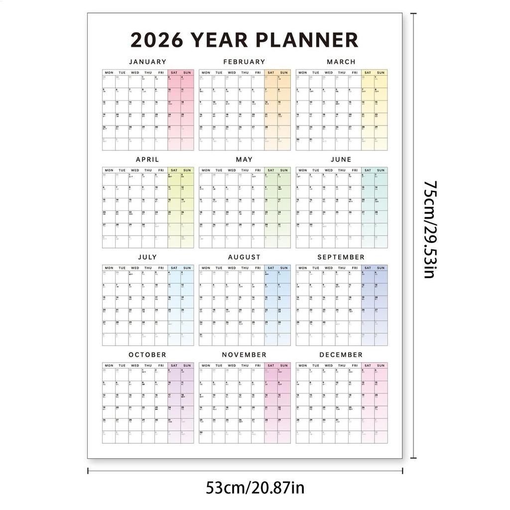 Large 2026 Calendar Planner 2026 Wall Calendar 12-Month Large Planner Hangable Monthly Calendar for School Dormitory Bedroom