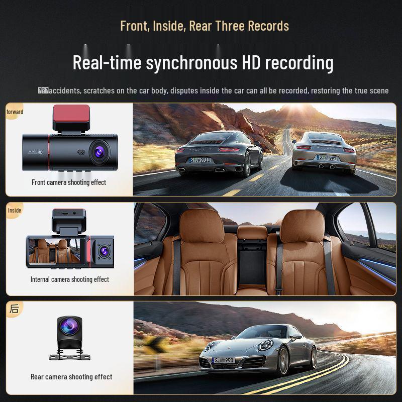 4K Triple-Lens Dash Cam with Night Vision & Built-in GPS