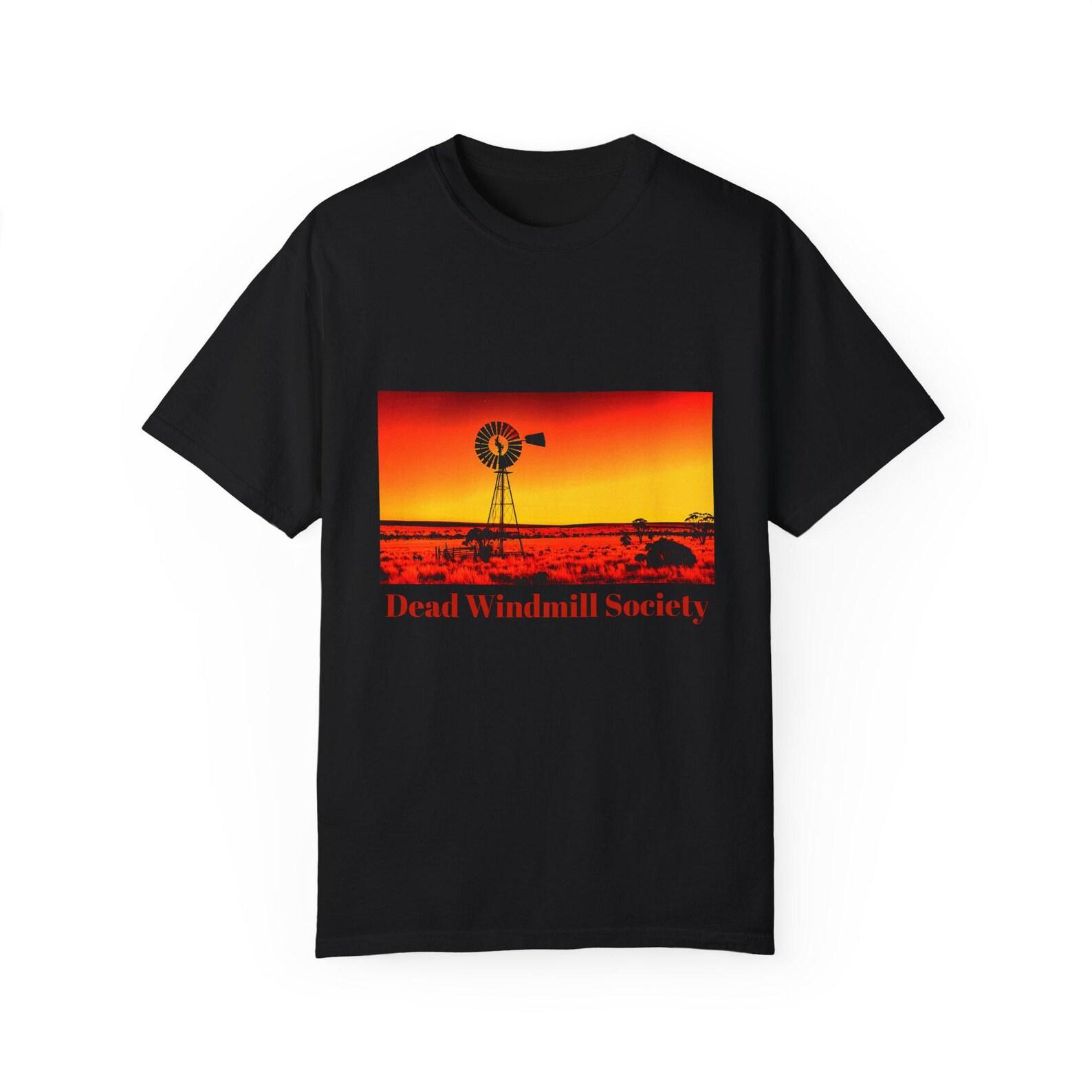 Dead Windmill Society V4, Australian Outback, Windmill, Logo Unisex Garment-Dyed T shirt, Aussie, Red DeserT shirt, Windmill , Vintage XL