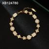 Elegant Multi-Layer Zirconia Crystal Bracelet Women Titanium Steel Geometric Design Gold Plated Fashionable Style