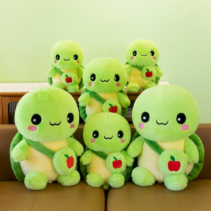 Adorable Green Apple Turtle Plush Pillow - Soft, Cute Stuffed Animal Gift