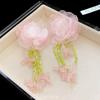 Mesh flower glass beads handmade fringed earrings niche design sweet stud earrings fashion versatile earrings women