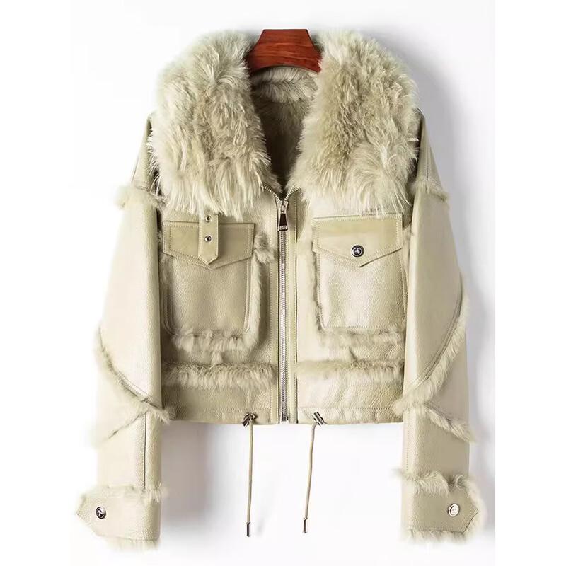 KAISER Women s Rabbit Fur Blend Lapel Coat M