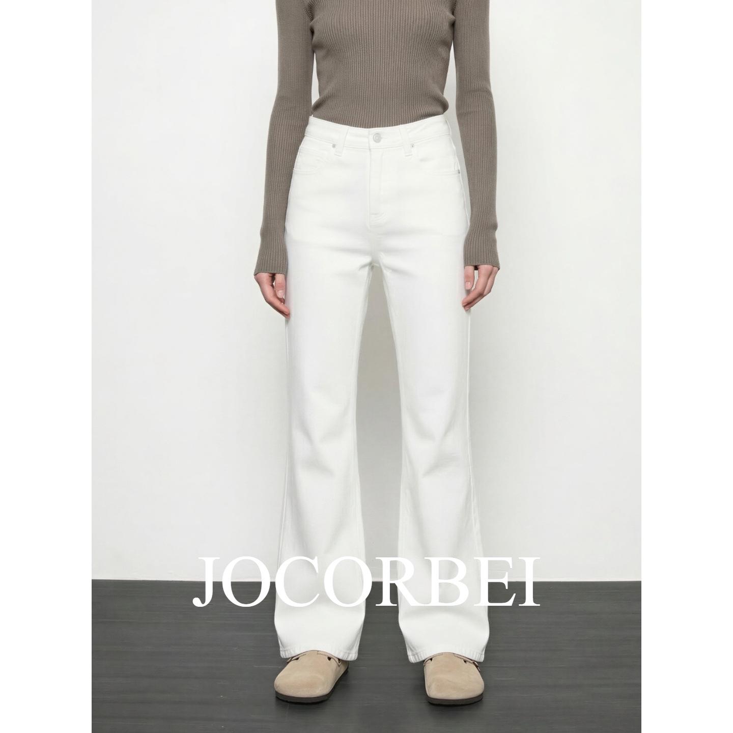 JOCORBEI Supermodel Pants: Women s White Slim Fit Micro Flare Jeans, 2026 Spring Arrival, Four-Way Stretch. 26 белый