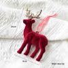 NUCHI Christmas Decoration: Red Flocked Reindeer Bell Ornament for Tree