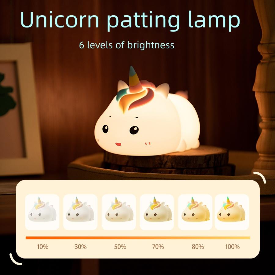 Silicone Patting Lamp Unicorn LED Rechargeable  Night Lamp with Remote Control Dimmable Bedside Bedroom Mood Light Creative Gift