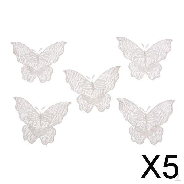 5x 5pcs Vintage Butterfly Lace Edge Wedding Dress Applique Sewing Patches