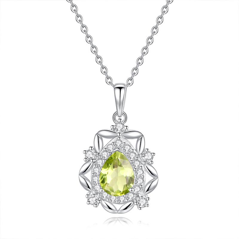 Natural colored treasure spar pendant s925 sterling silver non-fading necklace women's high-end design clavicle chain daily women's jewelry gifts
