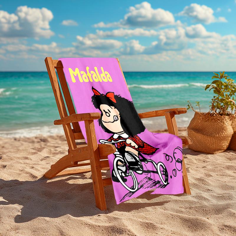 1pc Mafalda1 Beach Towel, Comfortable and Thick, and Swimming/Bath/Picnic/Camping Towel, Suitable for Seaside Beaches