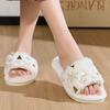 Fashion Christmas Flat Heel Fur Slippers Women Open Toe Mix Color Cotton Slides Woman Indoor Light Non Slip Cotton Slippers Mujer