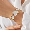 Elegant Geometric Love Shape Stainless Steel Cuff Bracelet Gold Tone Perfect for Women Fashion Jewelry and Gift Ideas