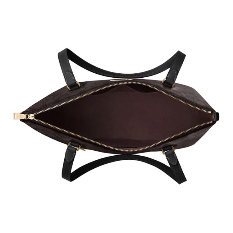 Coach Tragetasche mit Reißverschluss, Signature-Canvas mit schwarzer Lederverkleidung, goldene Beschläge, Damen-Handtasche, Lässig, Täglich, Geschäftsreise, Pendeln CW381-IMXAQ