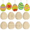 8 Pieces Blank Wooden Easter Egg Graffiti Painting Toy Easter Painted Crafts  Hanging Ornament