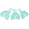 6pcs Dental Implant Tray Green Full Mouth Removable Partial Mold Tray Easy To Fold Baffle Plastic Dentist Tool Material S/M/L