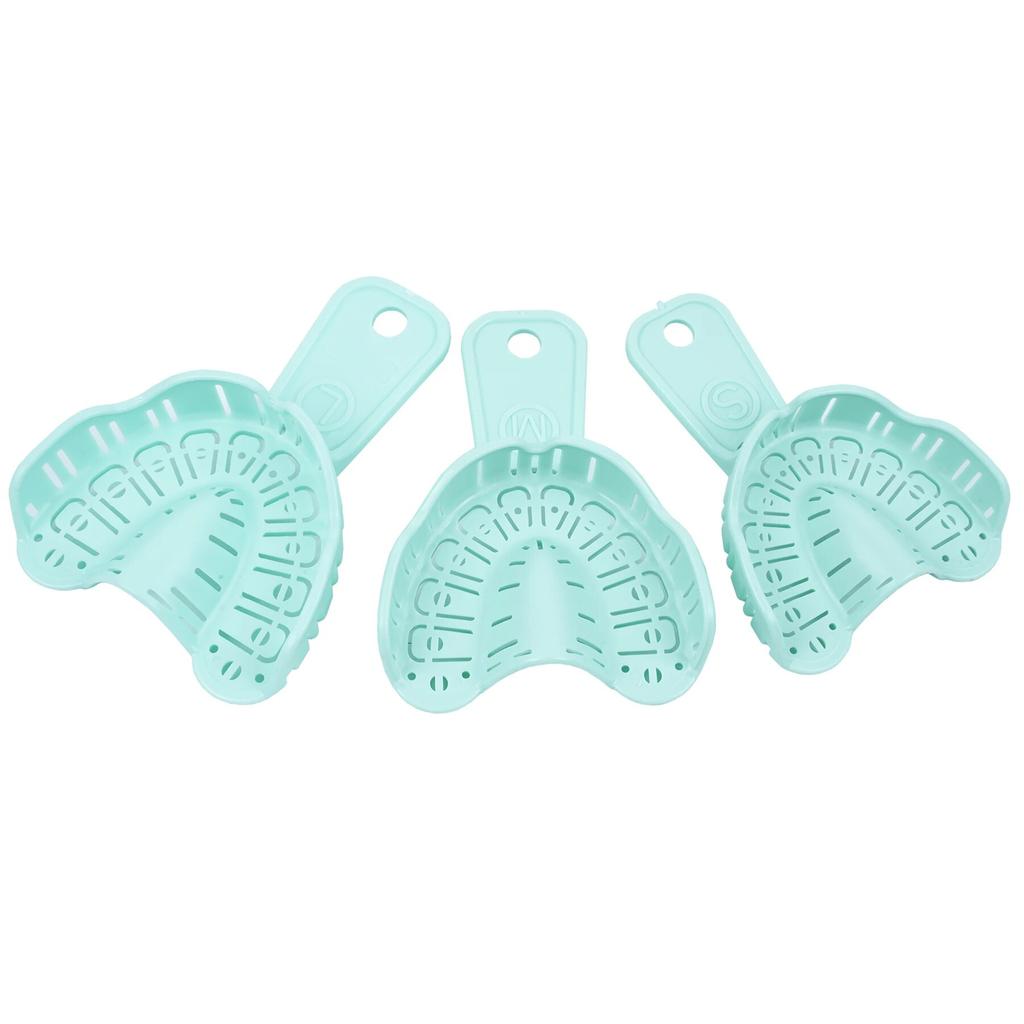 6pcs Dental Implant Tray Green Full Mouth Removable Partial Mold Tray Easy To Fold Baffle Plastic Dentist Tool Material S/M/L