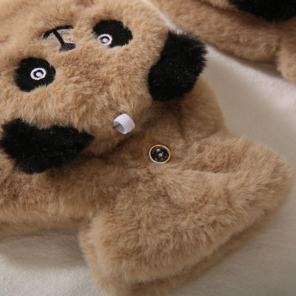 Cute Panda Flip Half Finger Gloves Imitation Rabbit Hair Warm Gloves Warm Mittens