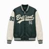 American retro color matching PU leather jacket men's trendy baseball uniform stand-up collar embroidered jacket youth fashion trend jacket