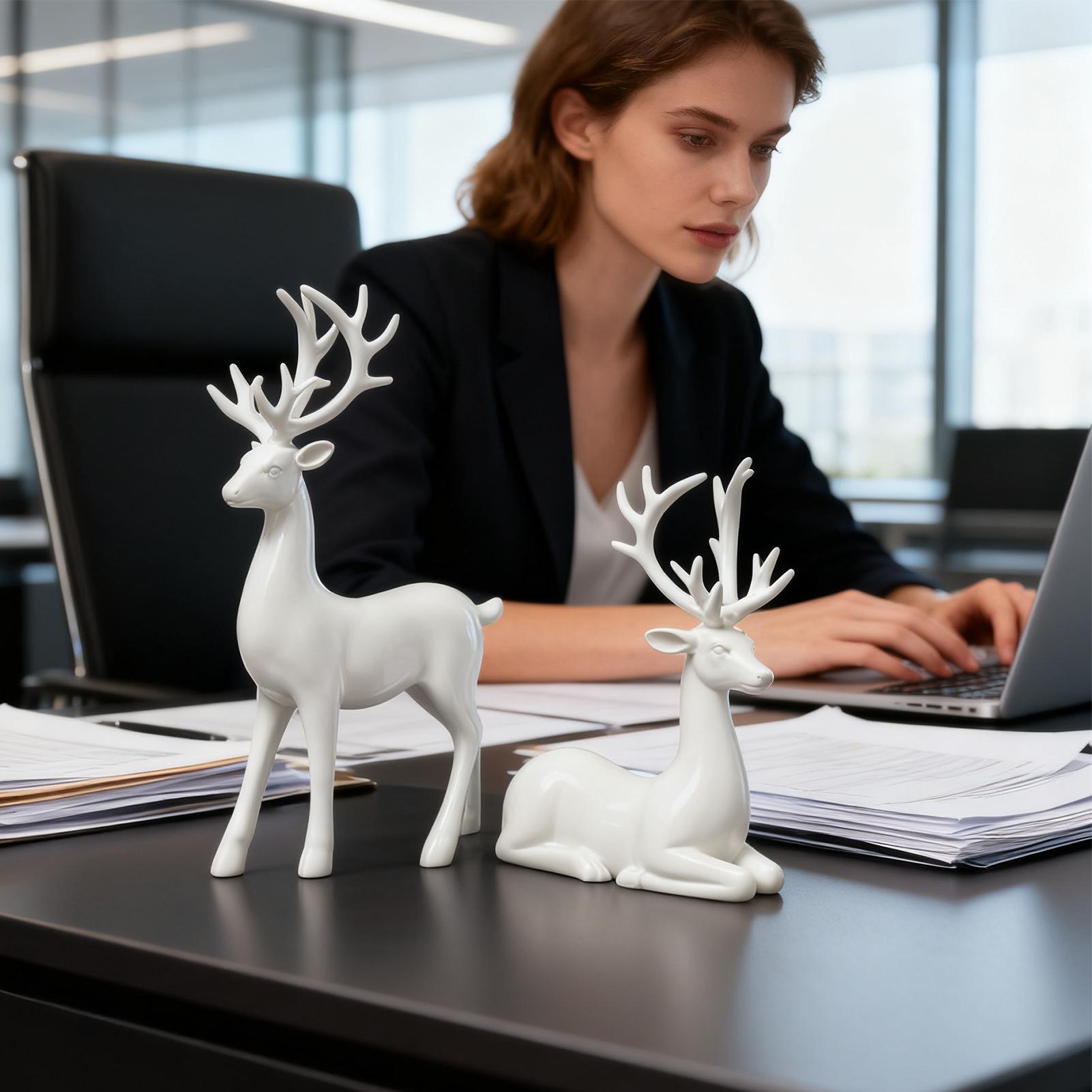 

Украшения с оленями 2 шт. Рождественские украшения в виде оленей Настольная скульптура лося для гостиной, спальни, праздника, зимы, вечеринки в помещении China Mainland