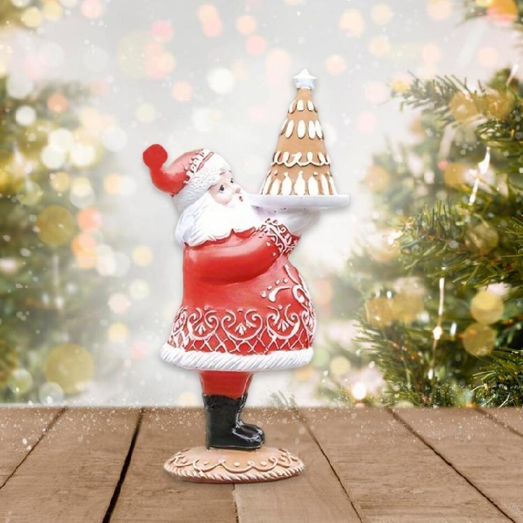 Creative Gingerbreads Santa Couple Christmas Sculptures Resins Tabletop Accent Ornament for Holiday Parties Celebration