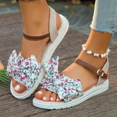 Blumensandalen für Damen, flach, 36–43, Übergröße, Strandsandalen für Damen