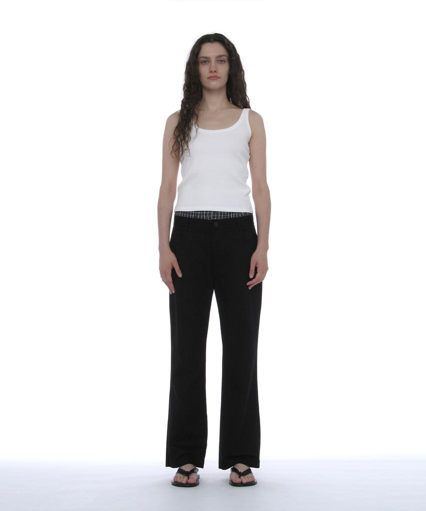 PARTIMENTO WOMEN Double Waist Chino Pants_Black