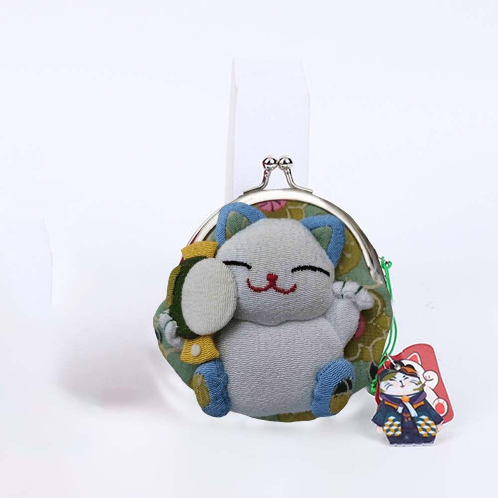 

Doll Maneki Neko Coin Purse Flower Printing Card Holder Simple Lucky Cat Clutch Bag Women светло-зеленый