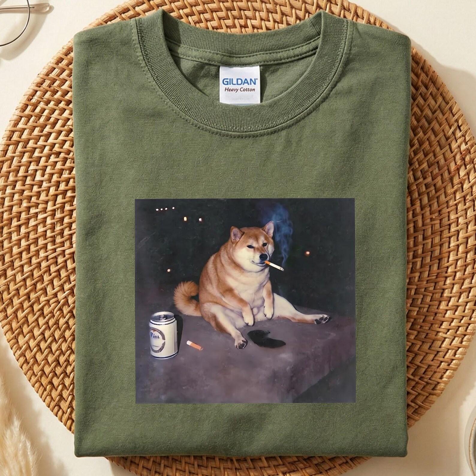 Funny Shiba Inu Smoking Drinking Beer T-Shirt, Sarcastic Shiba Meme Shirt, Funny Dog Lover Gift, Humor Graphic Shirt 4XL