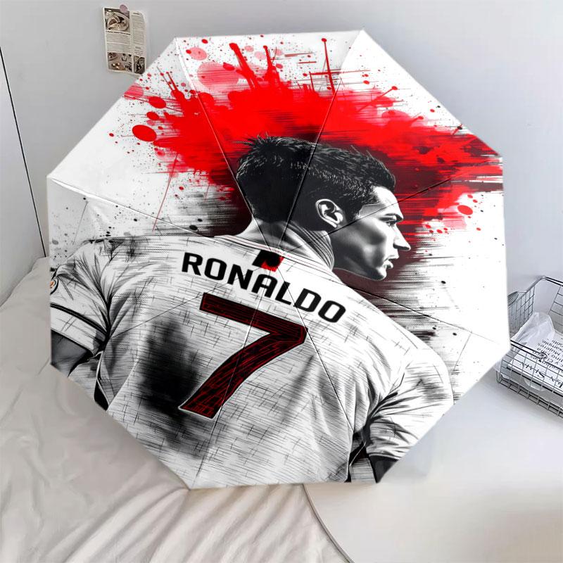 1 PC Automatic Folding Umbrella - CR7 Cristiano Ronaldo Pattern, Portable & Foldable Design with 8 Ribs, Christmas Birthday Gifts
