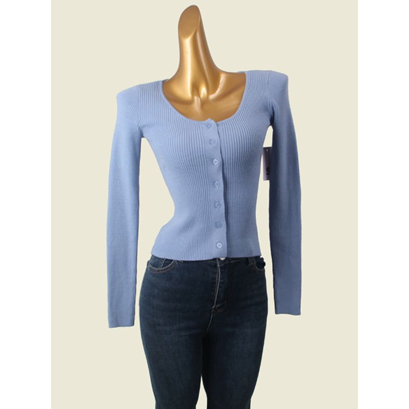 French Retro Square Collar off-Shoulder Knitting Cardigan Foreign Trade Original Order Elegant Silm Fall Base Long Sleeves Tops