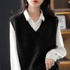 Women Vests Sweaters 2025 Sleeveless V-Neck Black White Knitted Vest Sweater Women Tops JJ146