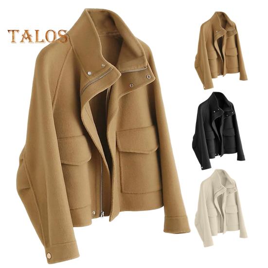 Осенне-зимнее шерстяное пальто с боковыми карманами — фото 5