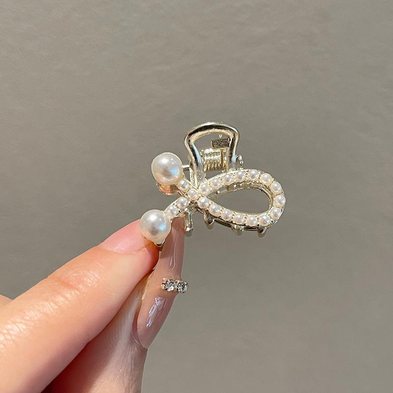 Pearl Rhinaute Small Hair Clip Female Net Celebrity Delicate High Ponytail Clip Korean Advanced Side Broken Hair Clip Headwear