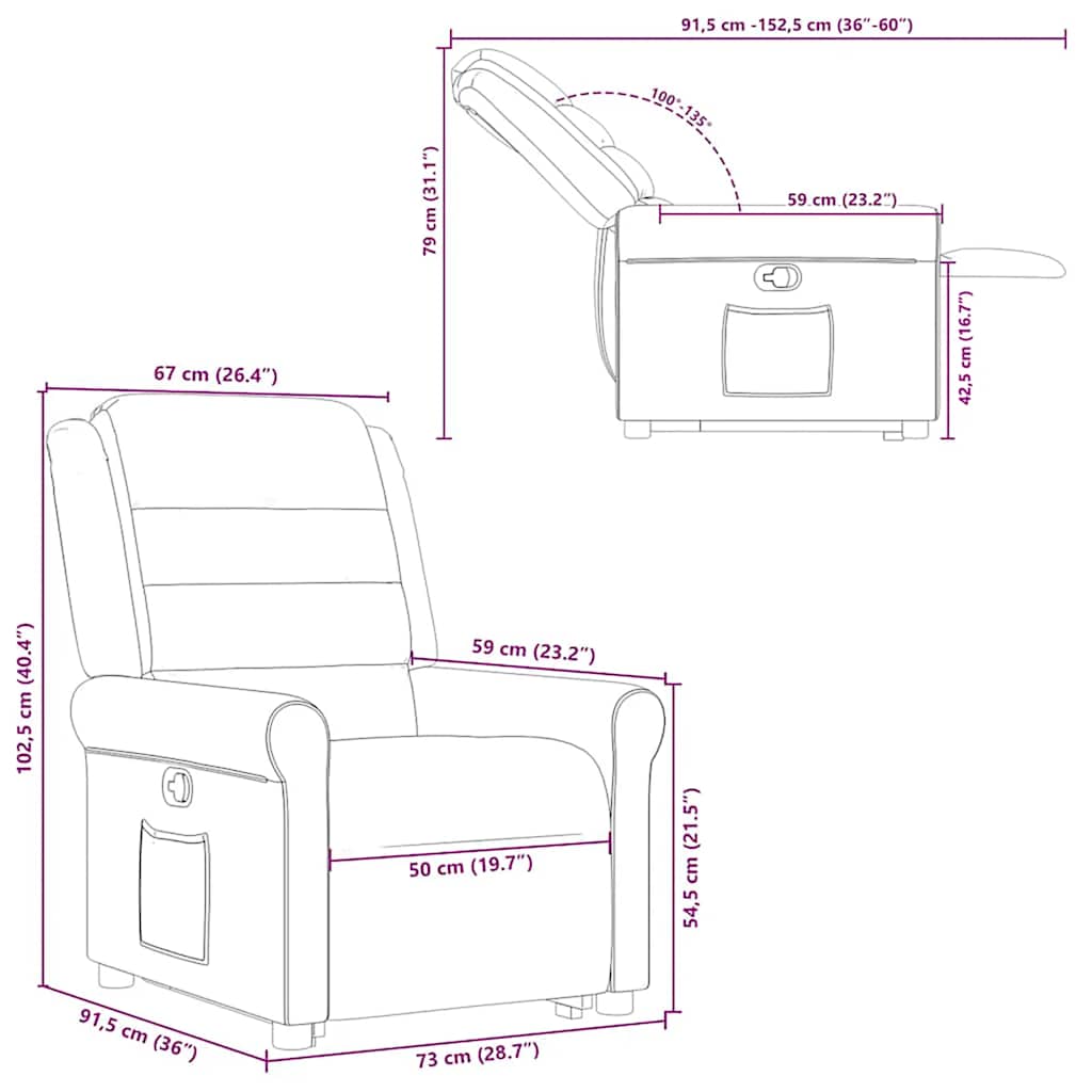 Recliner Chair with Rising Assistance Dark Green Fabric