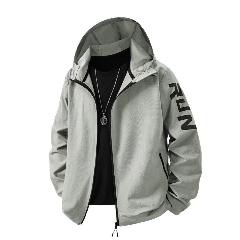 Running Sports Suit Men's Long Sleeve Outdoor Morning Running Autumn and Winter Fitness Training Hooded Sports Jacket Running and Riding