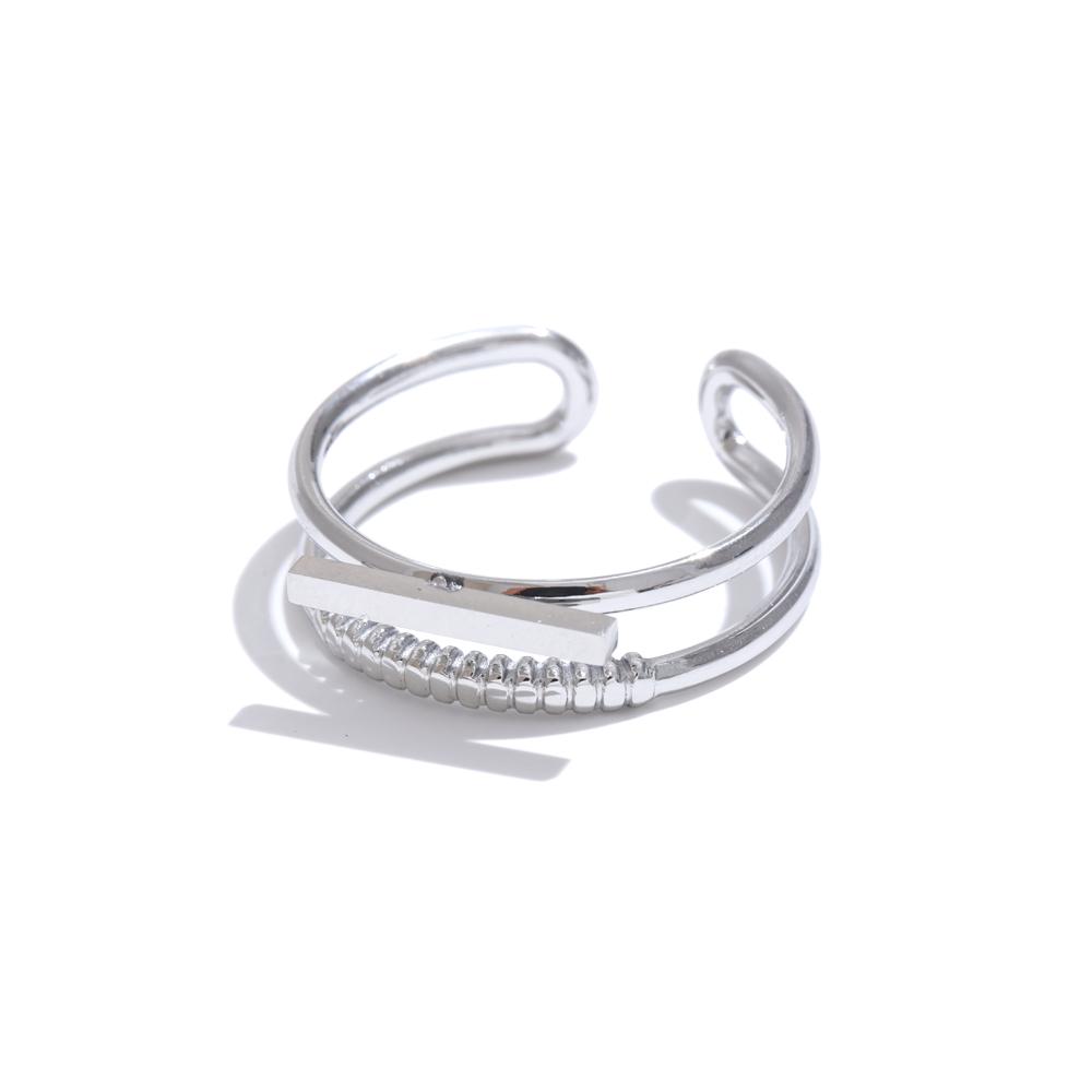 

Yhpup Stylish Unique Stainless Steel Double Layer Geometric Open Ring Fashion Jewelry 7