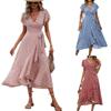 European and American summer floral new vacation short-sleeved temperament waist v-neck wrap dress