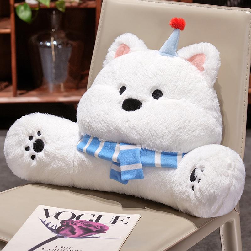 

Non-Toxic Cartoon Bedside Soft Animal Dog Backrest Sofa Cushion Plush Triangle West Highland White Terrier Dog Pillow On The Bed Gifts 60cm