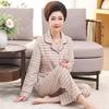 Middle-aged women's 100% pure cotton pajamas women's summer long-sleeved pajamas middle-aged and elderly mother loungewear thin suit