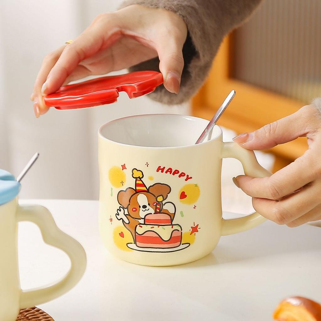 Cartoon Niedlicher Welpe Keramiktassen Paar Tassen Tassen mit hohem Erscheinungsbild Trinkbecher mit großem Fassungsvermögen Heim Frühstück Milchbecher