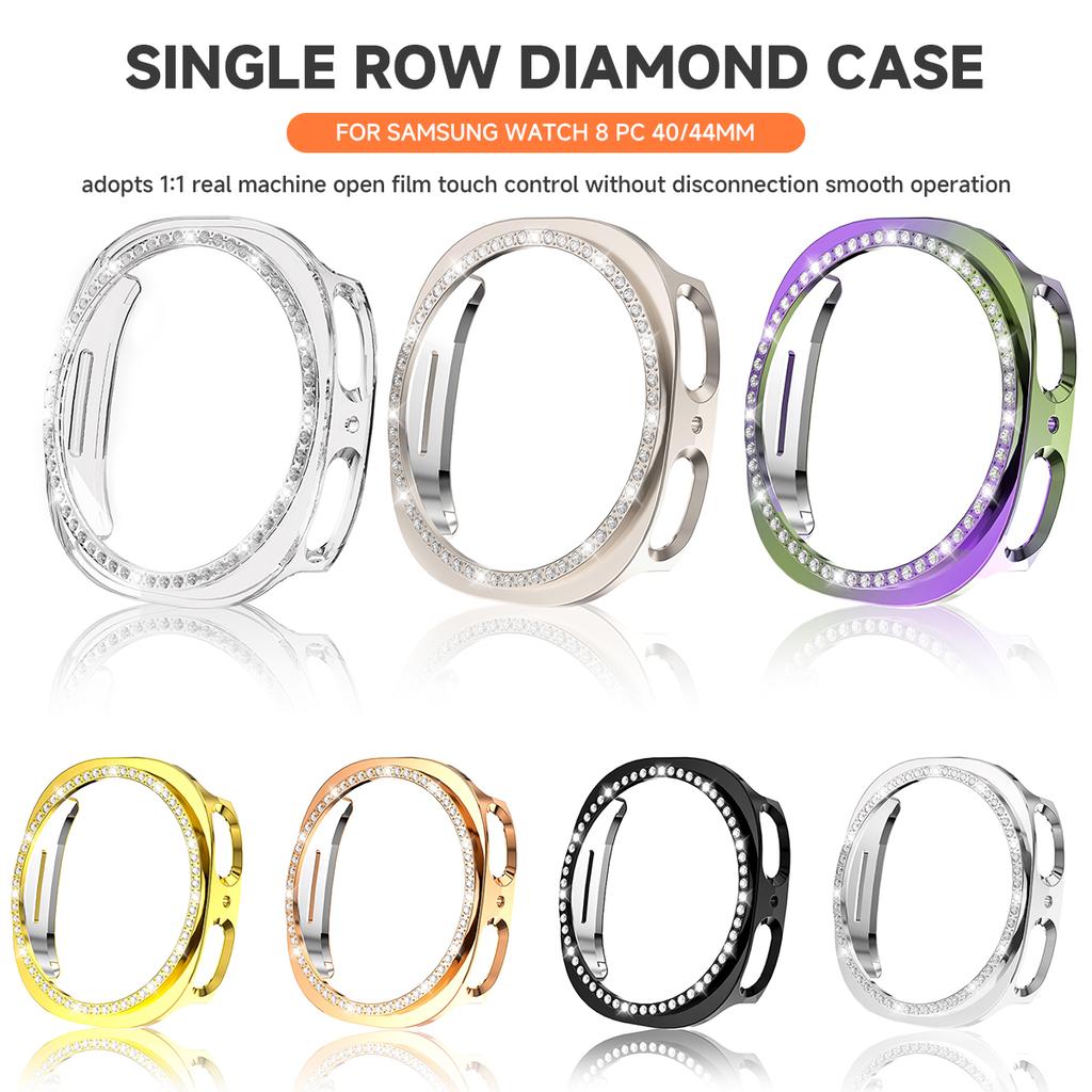 Bling Diamant Hülle für Samsung Galaxy Watch 8 40mm 44mm Zubehör Hohl PC Mauerwerk Schutz Stoßstangen Schale für galaxy watch 8 Abdeckung 46mm