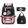 Blue Prison Student School Bag Children'S Meal Bag Casual Pencil Bag Three-Piece Set