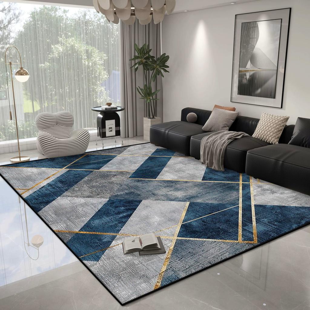 Modern Geometric Carpet Living Room Light Luxury Decoration Bedroom Non-slip Rug Easy Cleaning Lounge Plush Floor Mat Washable