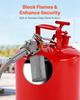 Safety Gas Can, 19 L Type II Red Safety Can for Gasoline with Stainless Steel Flame Arrester, Self-Closing Lid, and Flexible Metal Spout, Carbon Steel