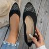 Women's Wide Width Flyknit Pointed Toe Flats - Color Block Slip-On Shoes with Cushioned Sole, Breathable Everyday Casual Shoes for Women