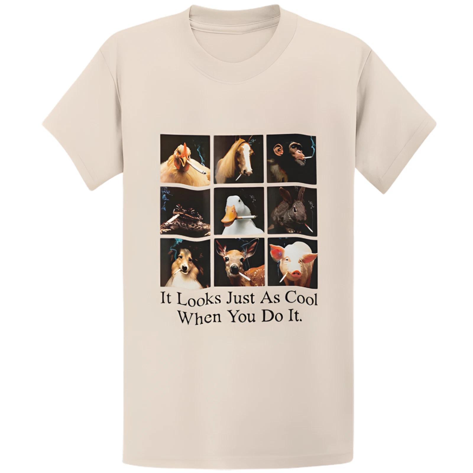 Gildan 5000 It Looks Just As Cool Animals Smoking T-Shirt - Funny Meme Gift Tee XL