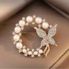 Exquisite Rhinestone And Pearl Butterfly Chest Flower Brooch For Women Korean Fashion Statement Piece