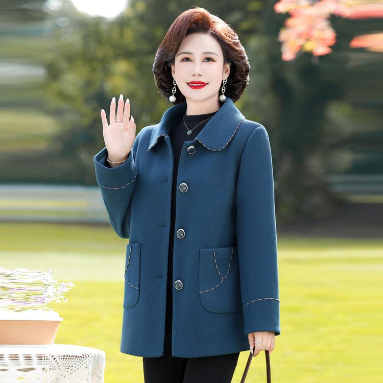 

Модная утолщенная шерстяная куртка для мамы на осень и зиму, пальто из хлопка и шерсти с лацканами для женщин среднего и пожилого возраста 50 лет 5XL