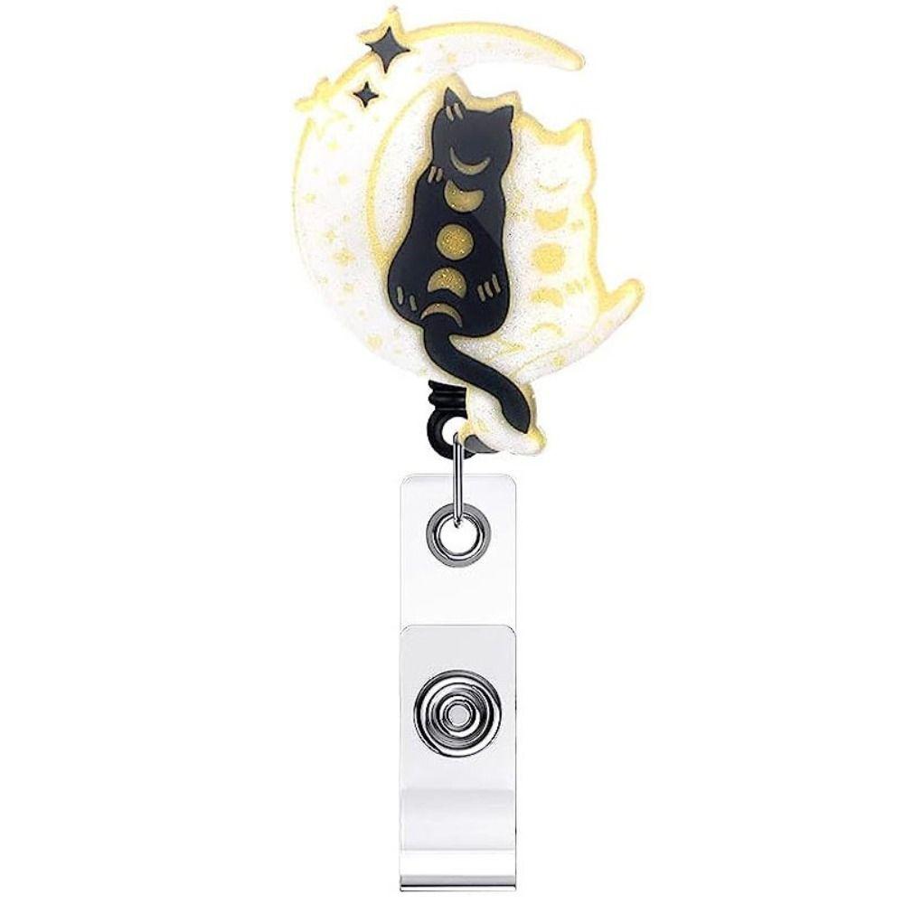360 Rotating Cat Badge Reel Alligator Clip Retractable Badge Reel ID Card Holder  Keychains Lanyard