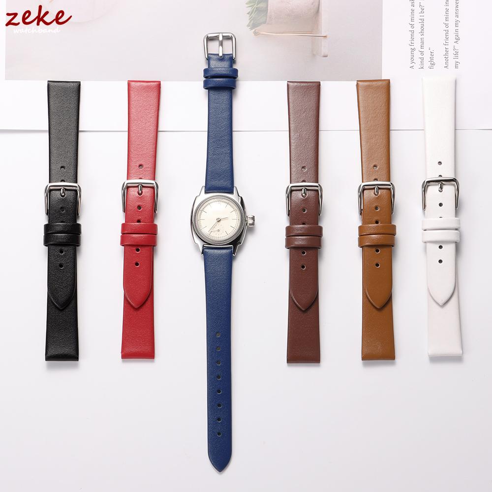 Genuine Leather Watch Bracelet Womens Fashion Watchband Wristwatches Mini Band 10mm 12mm 14mm 16mm Red White Color Small Strap